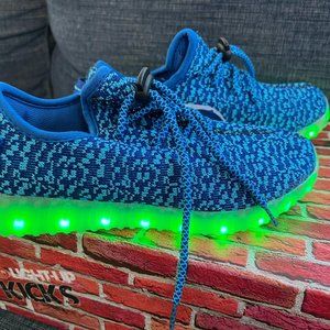 LED Light-up Kicks Kids Blue Sneaker Shoe USB Charging Glow Multi Color Lights